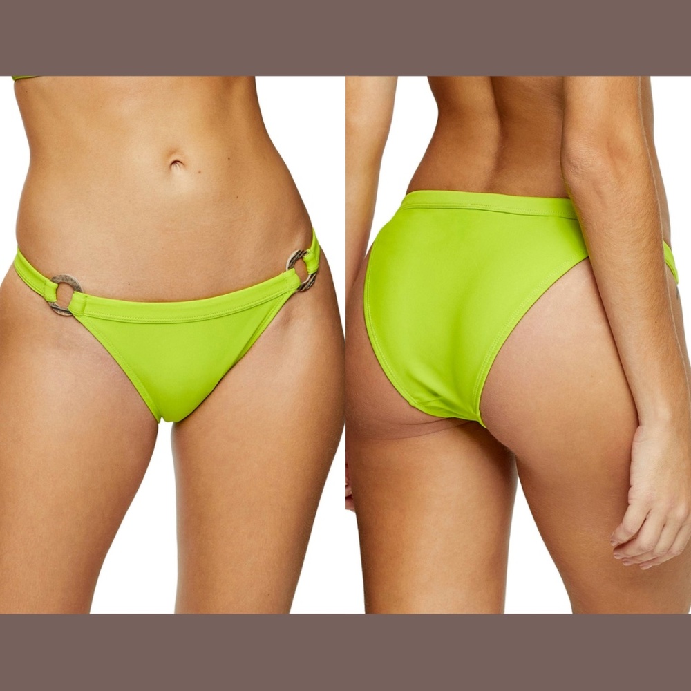 NWT $26 Topshop Ring High Leg Bikini Bottoms in Lime Green [SZ 10 US }‎